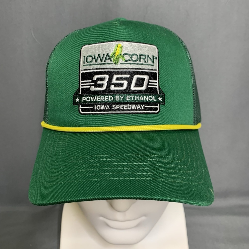 NASCAR Iowa Speedway Iowa Corn 350 Hat Green 2024 Strap Back Cap Mesh Back New